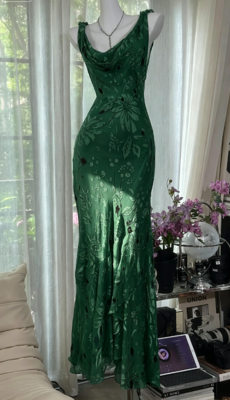 Glam Vintage Sheath Prom Dresses Chiffon Floral Purple Long Formal Dresses Beaded Wedding Guest Dresses  ED03618
