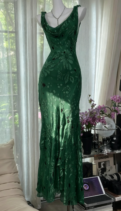 Glam Vintage Sheath Prom Dresses Chiffon Floral Purple Long Formal Dresses Beaded Wedding Guest Dresses  ED03618