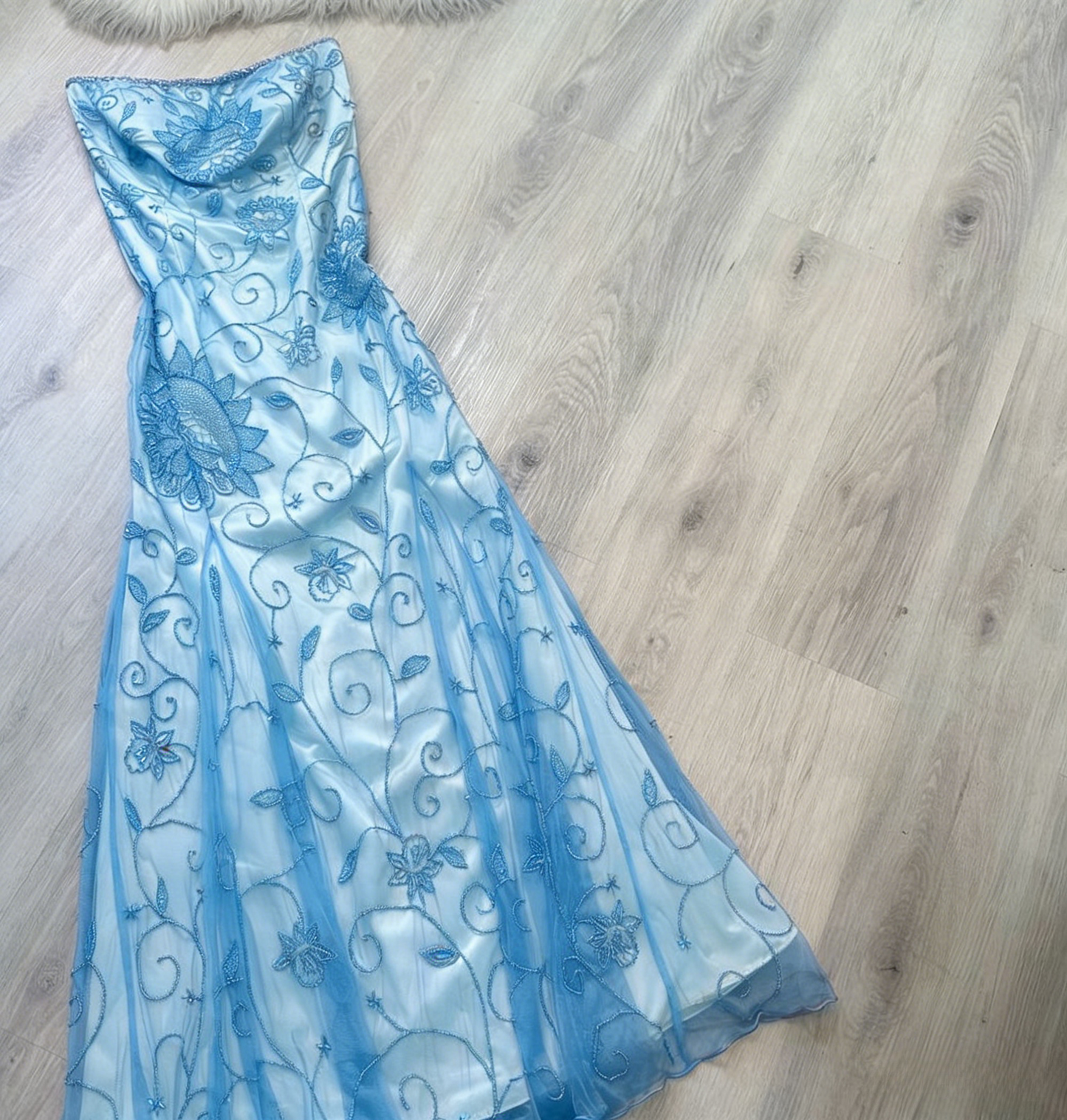 Vintage Strapless A-Line Long Prom Dress Orange Beaded Chiffon Formal Dress Elegant Evening Gown ED03778