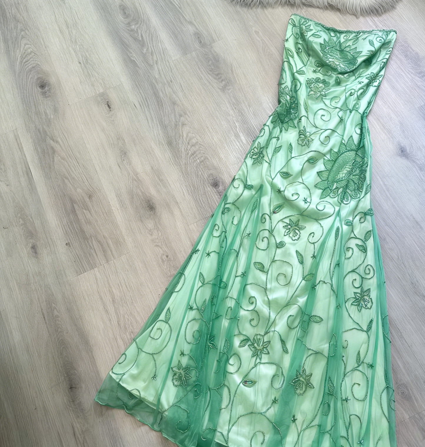 Vintage Strapless A-Line Long Prom Dress Orange Beaded Chiffon Formal Dress Elegant Evening Gown ED03778