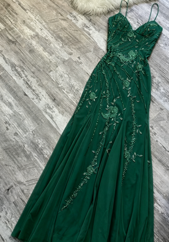 Vintage Blue Sheath Spaghetti Strap Long Prom Dress Beaded Chiffon Evening Dress Stunning Formal Dress ED03791