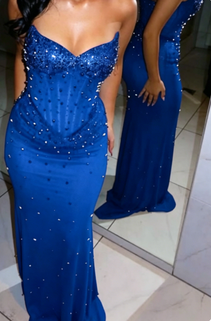 Elegant Strapless Sheath Tulle Beaded Long Prom Dresses, Burgundy Formal Evening Dresses ED04217