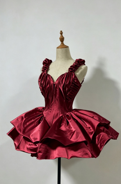 Wunderschönes dunkelolivgrünes herzförmiger Ausschnitt A-Linie Satin Tüll Kurzes Ballkleid Homecoming-Kleid ED02575