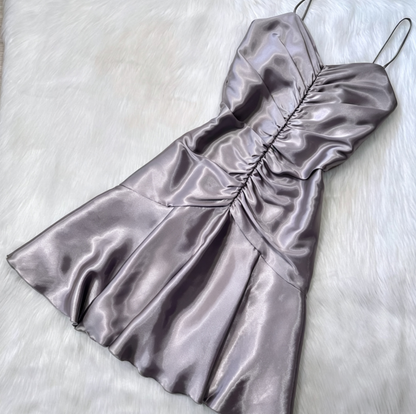 Vintage  Sheath Green Hoco Dresses Satin Spaghetti Strap Short Prom Dresses ED04460
