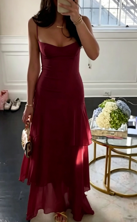 Chic Sheath Long Prom Dresses, Chiffon Butter Yellow Formal Dresses, Spaghetti Straps Birtdhay Dresses ED04710
