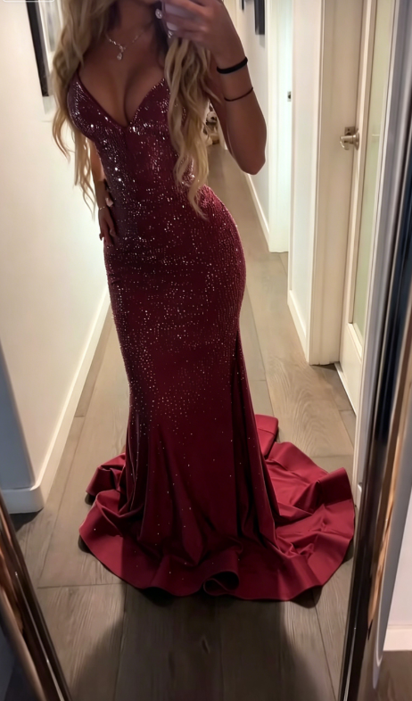 Elegant Spaghetti Strap Sheath Long Prom Dresses Satin Champagne Wedding Guest Dresses ED04784