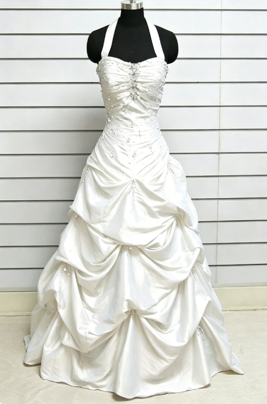 Vintage Halter Neck Ball Gown Taffeta Purple Long Prom Dress ED05002