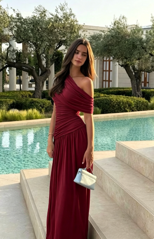 Elegant Tiffany Blue Wedding Guest Dress Off-shoulder Sheath Chiffon Prom Dresses, Long Formal Dresses ED05214