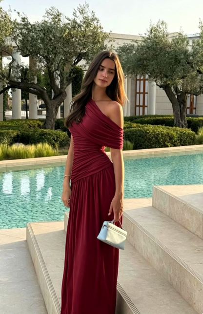 Elegant Tiffany Blue Wedding Guest Dress Off-shoulder Sheath Chiffon Prom Dresses, Long Formal Dresses ED05214