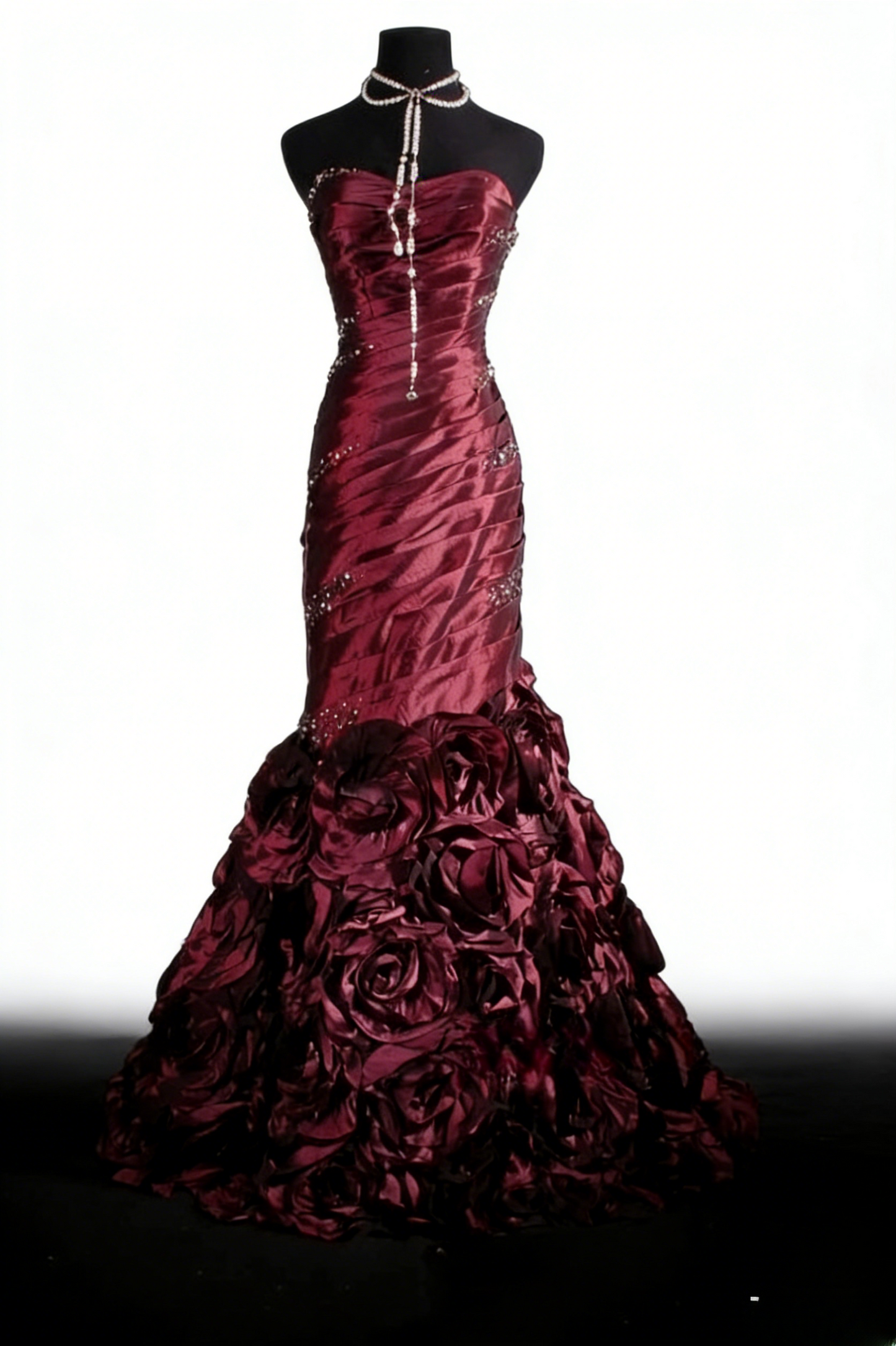 Fairy Mermaid Grape Long Prom Dresses Strapless Satin Beaded Grape Birthday Dresses Sleeveless Formal Dresses ED05319