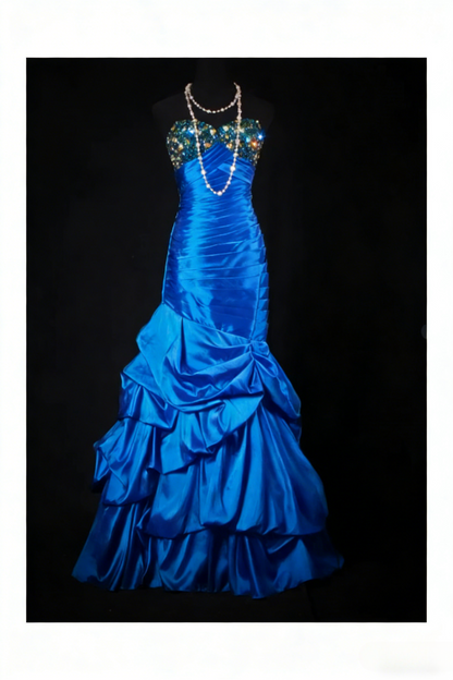Robes d'anniversaire élégantes bleu dégradé, col en V, paillettes, mousseline, fourreau, robes de bal, robes de soirée ED04456