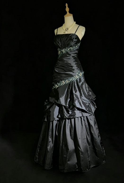 Fairy A-Line Teal Long Prom Dress, Spaghetti Straps Satin Beaded Formal  Dresses Teal Evening Dresses  ED05408