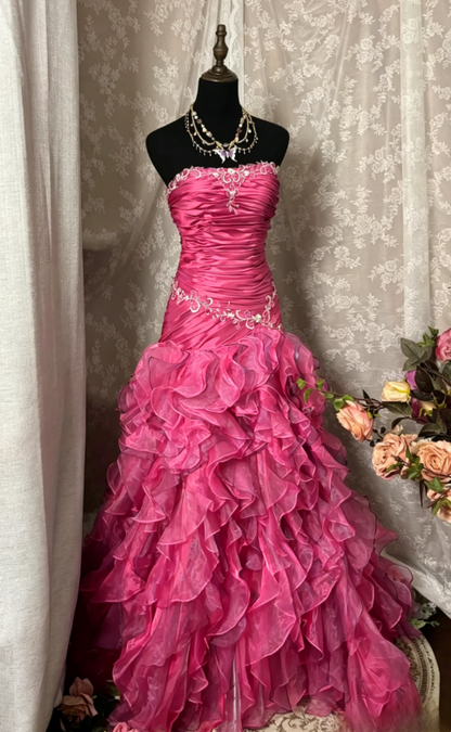 Vintage Sheath Grape Long Prom Dresses Tiered Tulle Strapless Quinceanera Dresses Sweet 16 Dresses ED05490