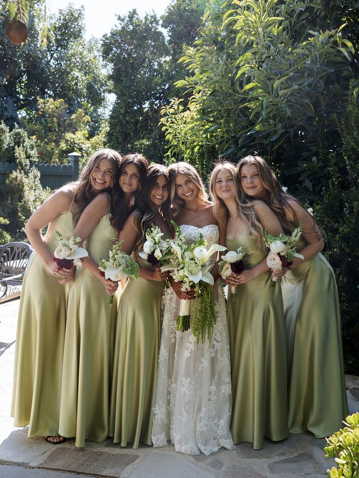 Chic Sheath Spagheti Straps Long Evening Dresses Satin Olive Green Bridesmaid Dresses ED05526