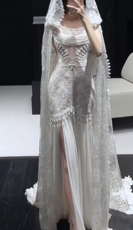 Luxury Straps Sheath Long Wedding Dresses Chiffon Lace White Bridal Gowns Sleeveless Bridal Dresses ED05679