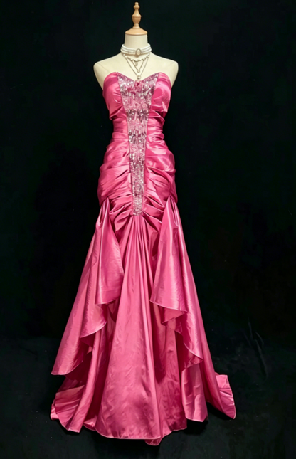 Fairy Sweetheart Neck Sheath Long Prom Dresses Satin Green Evening Gowns Sleeveless Birthday Dresses ED05688