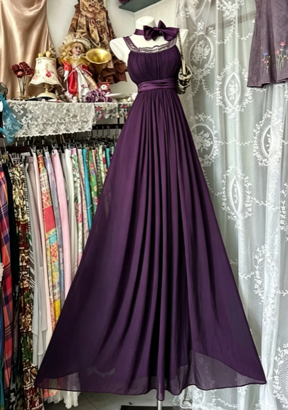 Chic Sheath Long Prom Dresses Chiffon Black Evening Gowns Straps Sleeveless Birthday Dresses ED05774