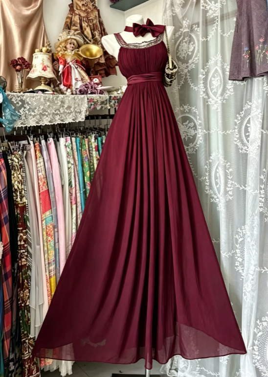 Chic Sheath Long Prom Dresses Chiffon Black Evening Gowns Straps Sleeveless Birthday Dresses ED05774