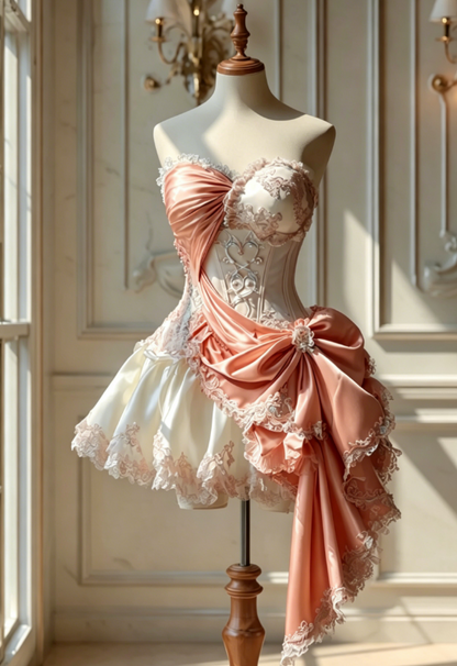 Gorgeous A-Line Blue Short Prom Dresses Satin Lace Sweetheart Birthday Dresses Sleeveless Evening Dresses ED06027