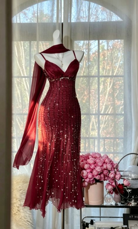 Vintage Peach Birthday Dresses Sapghetti Straps Sheath Short Prom Dresses Beaded Chifffon Backless Evening Dresses ED06074