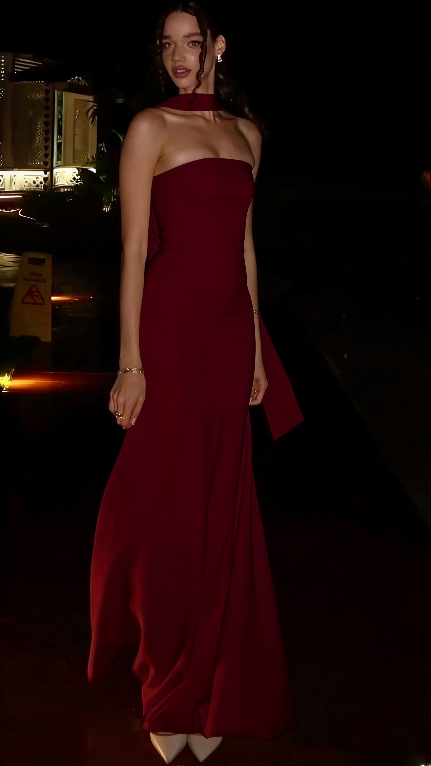 Chic Yellow Wedding Guest Dresses Strapless Sheath Birthday Dresses with Scarf Chiffon Sleeveless Long Evening Dresses ED06096