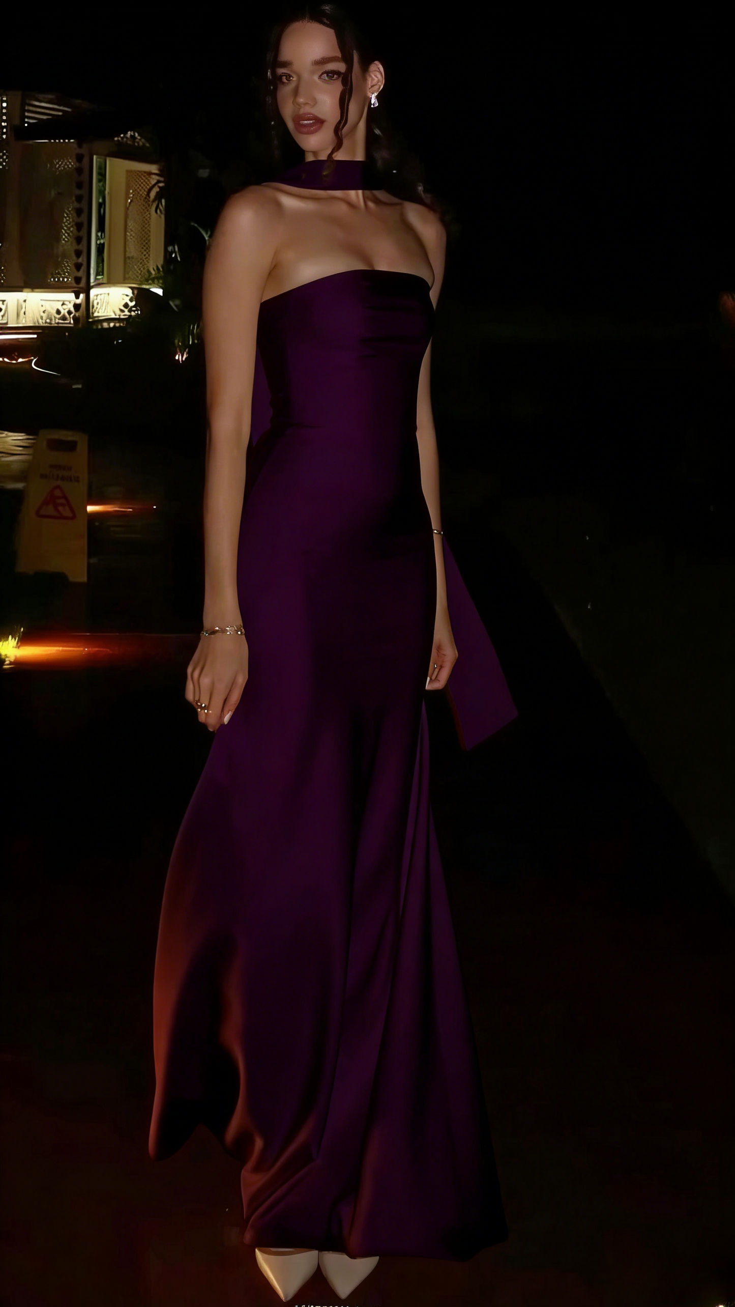 Chic Yellow Wedding Guest Dresses Strapless Sheath Birthday Dresses with Scarf Chiffon Sleeveless Long Evening Dresses ED06096