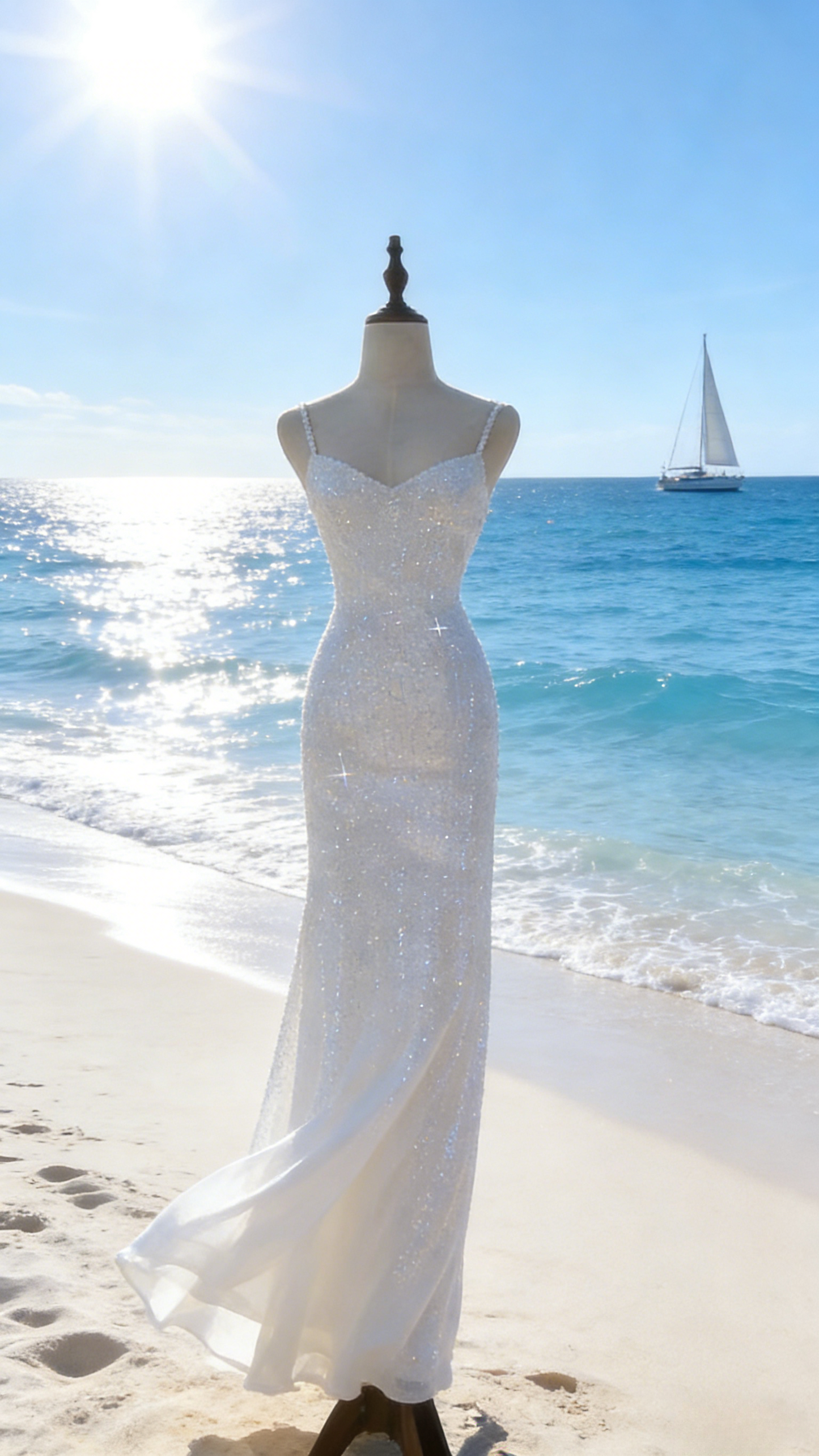 Chic Pink Long Prom Dresses Spaghetti Straps Sheath Evening Dresses Sequins Tulle Sleeveless Party Dresses ED06124