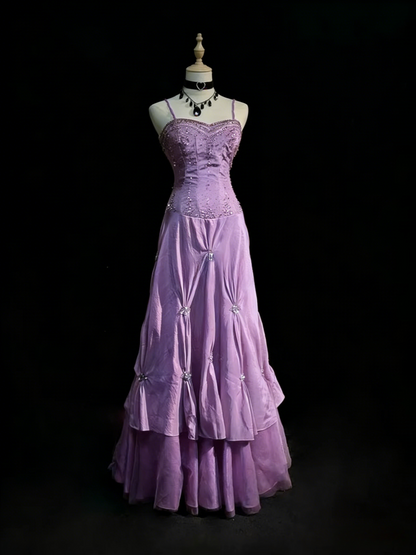 Chic Pink Long Prom Dresses Spaghetti Straps Sheath Evening Dresses Satin Birthay Dresses ED06149