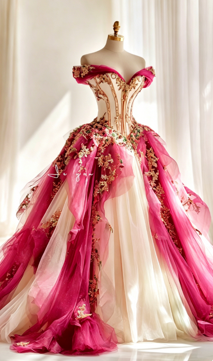Chic Green Long Prom Dresses Appliques Tulle Off-shoulder A-Line Evening Dresses ED06152