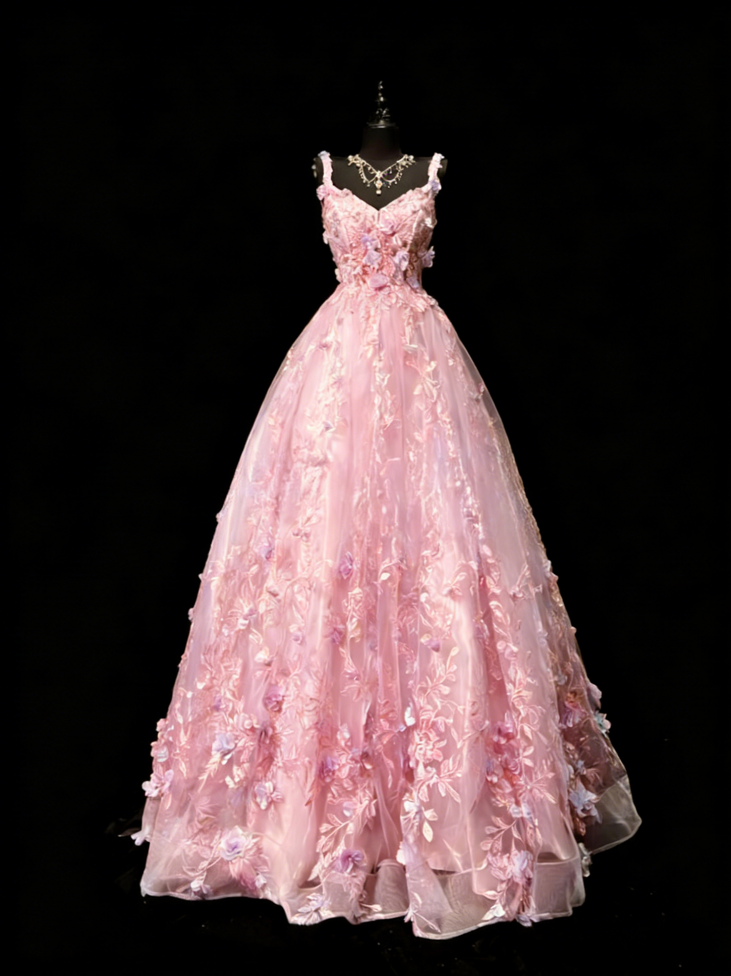 Gorgeous Blue Birthday Dresses Straps A-Line Long Prom Dresses Tulle Appliques Evening Dresses ED06203