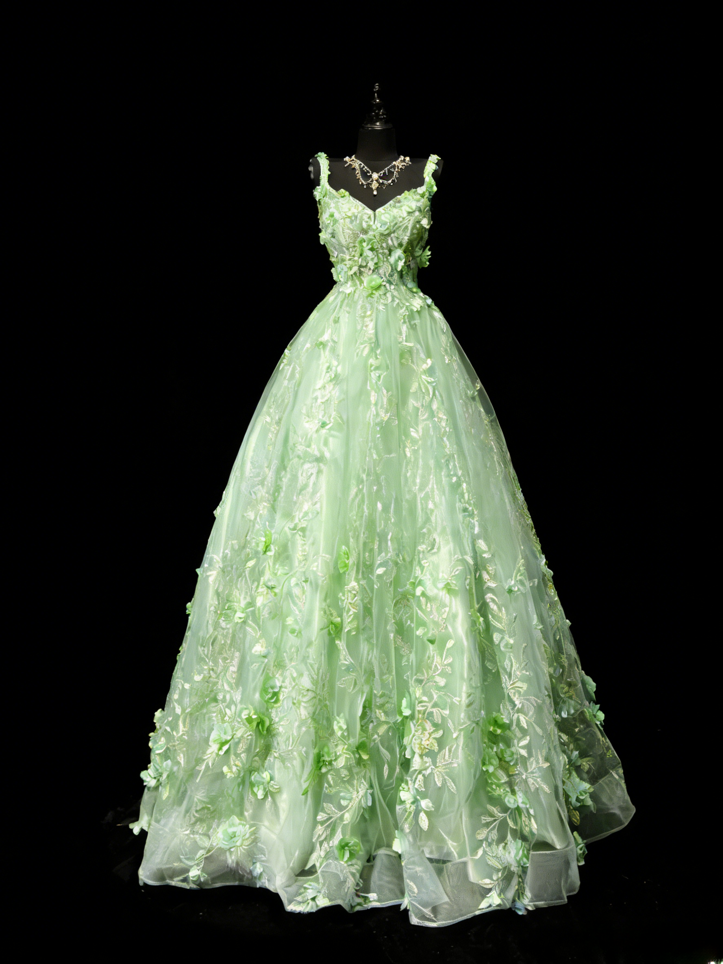 Gorgeous Blue Birthday Dresses Straps A-Line Long Prom Dresses Tulle Appliques Evening Dresses ED06203