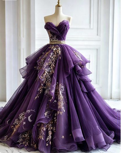 Chic Gray Blue Long Prom Dresses Tulle Applique Sweetheart A-Line Evening Dresses Sleeveless Birthday Dresses ED06211