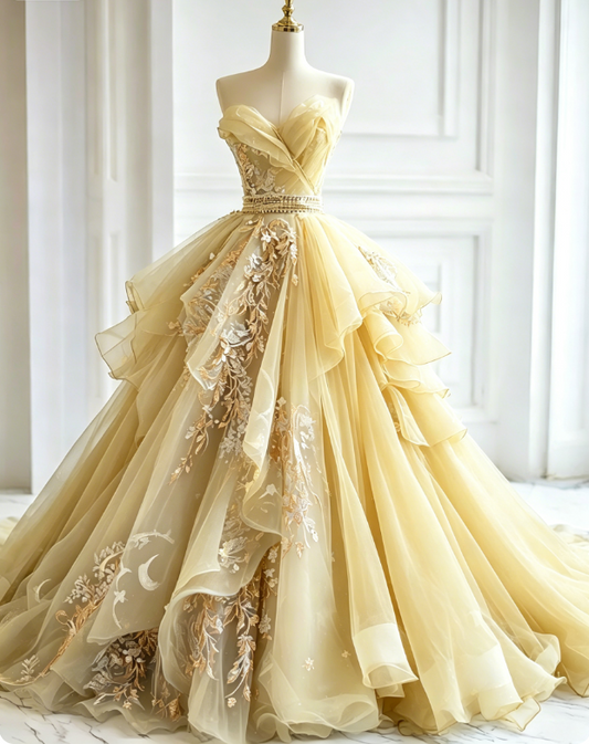 Chic Gray Blue Long Prom Dresses Tulle Applique Sweetheart A-Line Evening Dresses Sleeveless Birthday Dresses ED06211