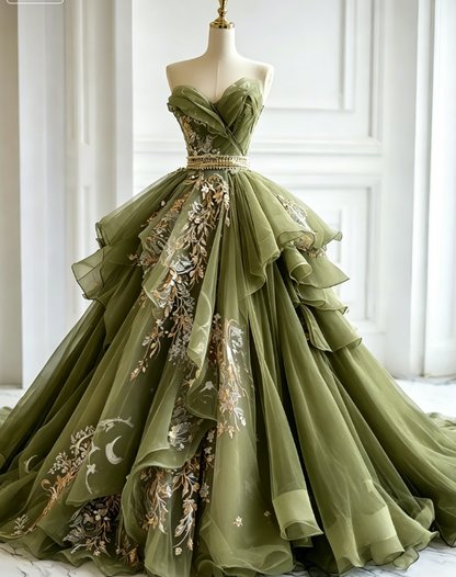 Chic Gray Blue Long Prom Dresses Tulle Applique Sweetheart A-Line Evening Dresses Sleeveless Birthday Dresses ED06211