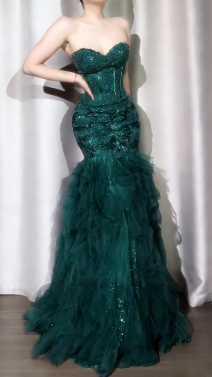 Elegant Purple Long Prom Dresses Sweetheart Mermaid Birthday Dresses Tulle Sleeveless Evening Dresses ED06229