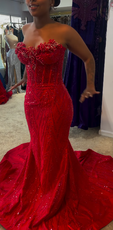 Elegant Burgundy Long Prom Dresses Sequins Satin Party Dresses Sweetheart Mermaid Birthday Dresses Sleeveless Evening Dresses ED06232