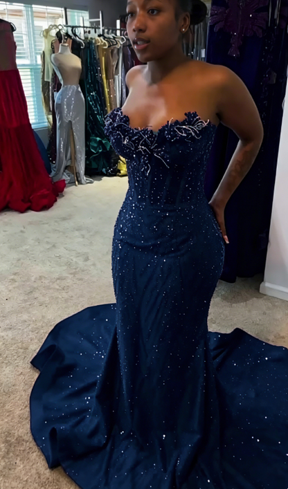 Elegant Burgundy Long Prom Dresses Sequins Satin Party Dresses Sweetheart Mermaid Birthday Dresses Sleeveless Evening Dresses ED06232