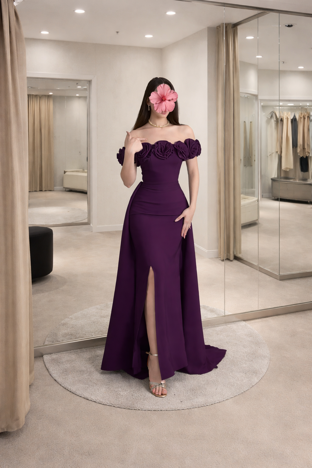Elegant Brown Prom Dresses Satin Chiffon Sheath Long Evening Gowns Off-shoulder Birthday Dresses ED06255