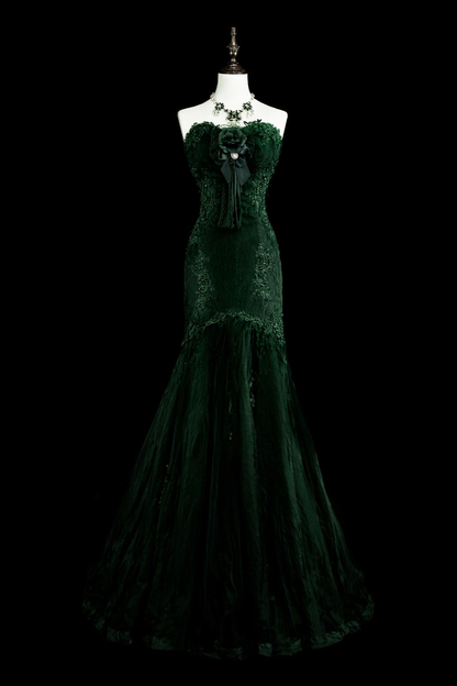 Elegant Mermaid Black Long Prom Dress Appliques Satin Sweetheart Evening Dress Sleeveless Party Dress ED06311