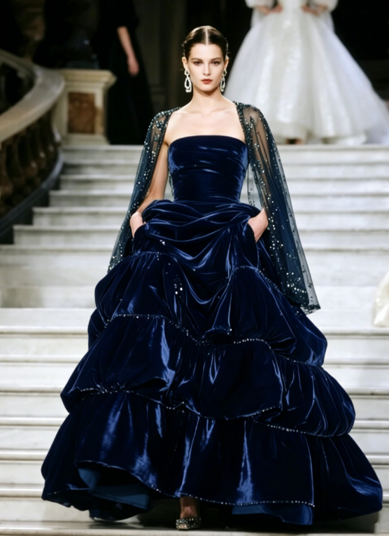 Elegant A-Line Dark Green Long Prom Dress Velvet  Strapless Evening Dress Sleeveless Birthday Dress ED06343
