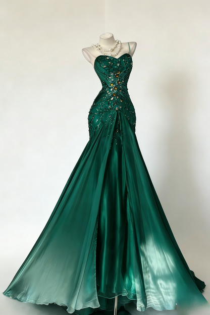 Gorgeous Sheath Blue Long Prom Dress Beaded Chiffon One-shoulder Evening Dress Sleeveless Birthday Dress  ED06385