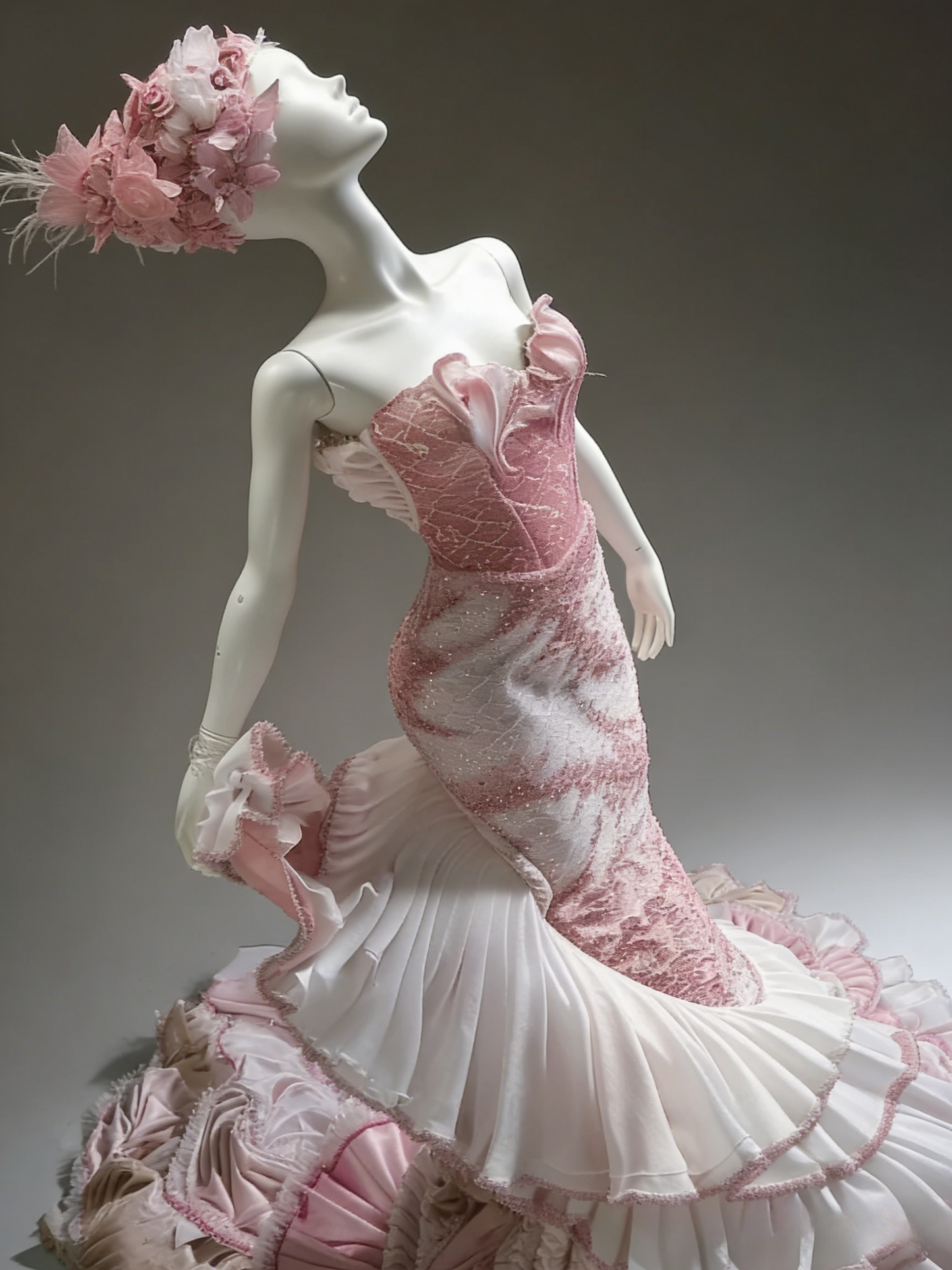 Gorgeous Mermaid Pink Long Prom Dress Tulle Strapless Evening Dress Sleeveless Sweet 16 Dress ED06421