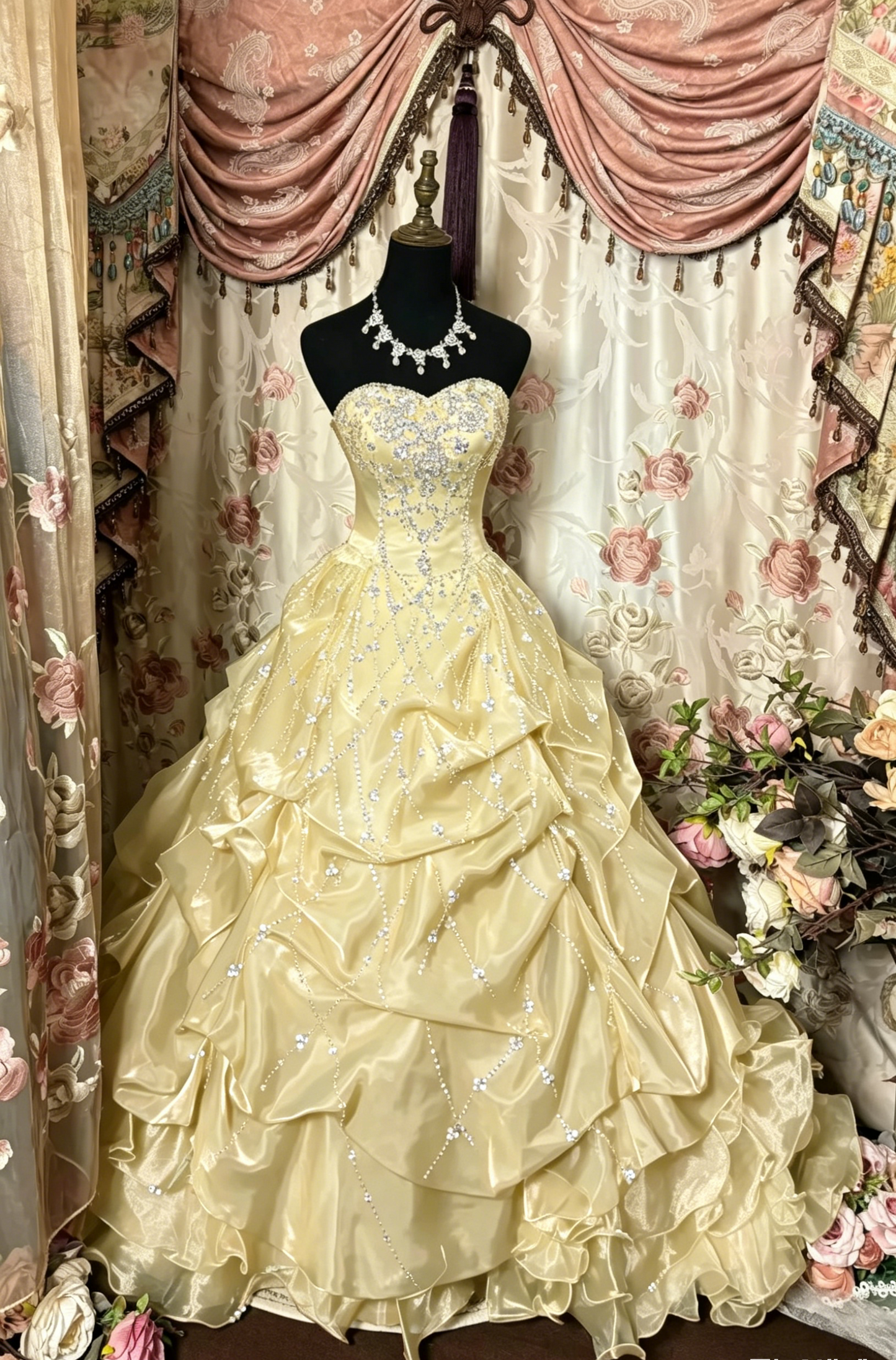 Gorgeous Red Long Prom Dresses Strapless A-Line Evening Dress Beaded Satin Sleeveless Formal Dress ED06536