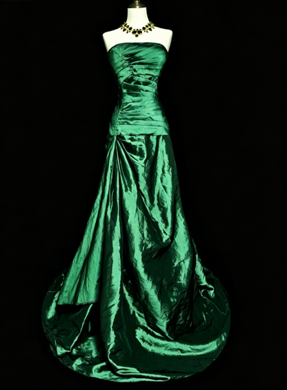 Chic Purple Long Prom Dress Satin Strapless Sheath Evening Dress Sleeveless Birthday Dress ED06592