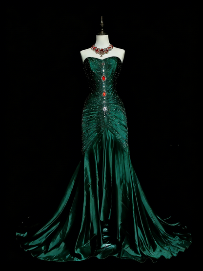 Wunderschönes dunkelolivgrünes herzförmiger Ausschnitt A-Linie Satin Tüll Kurzes Ballkleid Homecoming-Kleid ED02575