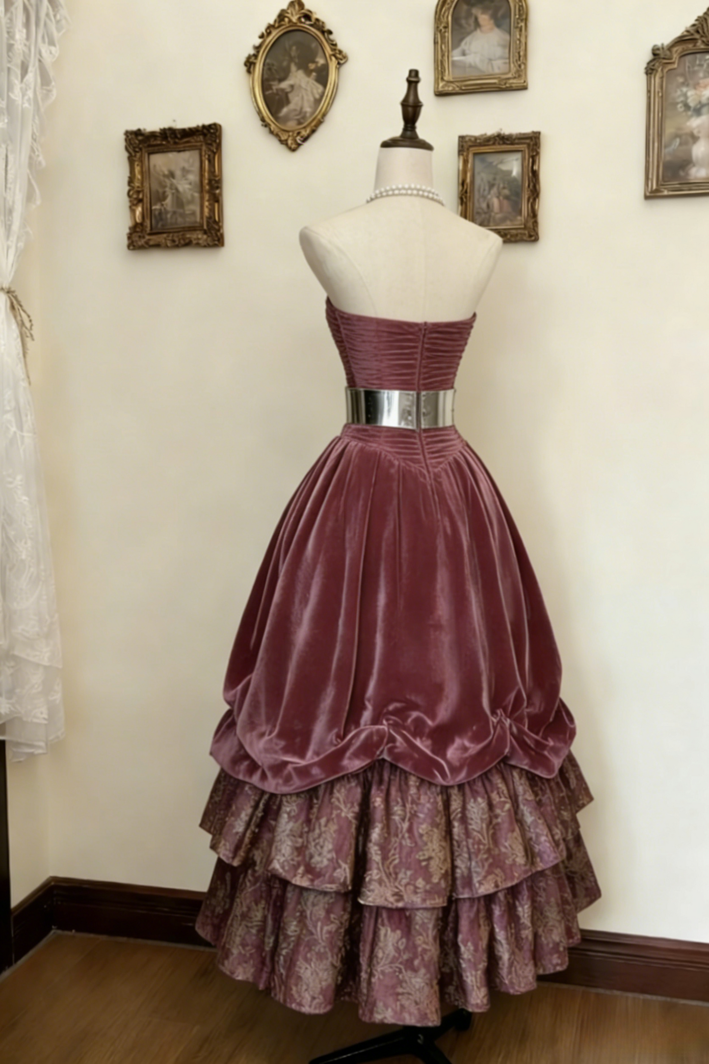 Fairy Plum Prom Dress Strapless A-Line Evening Dress Velvet Sleeveless Birthday Dress ED06766