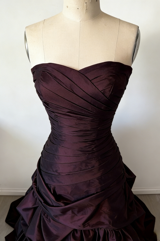 Gorgeous A-Line Purple Prom Dress Satin Strapless Evening Dress  ED06852