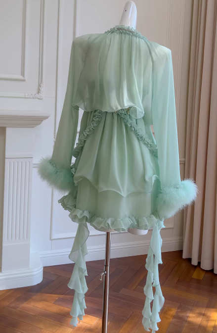 Gorgeous Mint Green Prom Dress Chiffon Spaghetti Straps Evening Dress Sheath Birthday Dress ED06932