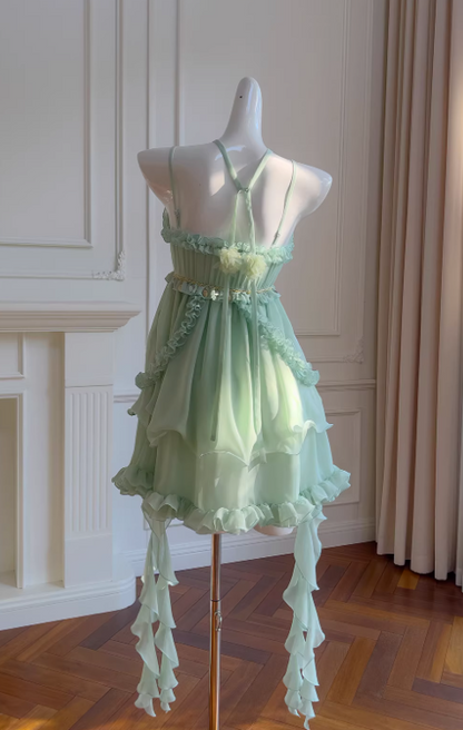 Gorgeous Mint Green Prom Dress Chiffon Spaghetti Straps Evening Dress Sheath Birthday Dress ED06932
