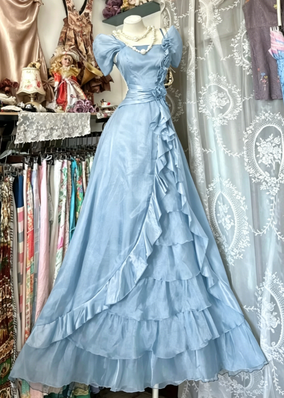Robes d'anniversaire élégantes bleu dégradé, col en V, paillettes, mousseline, fourreau, robes de bal, robes de soirée ED04456